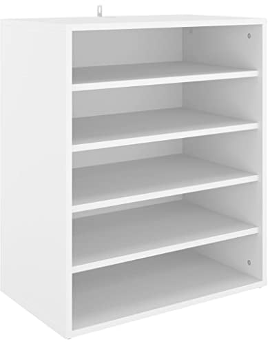 vidaXL Schuhschrank 5 Ablagen Wand Schuhkommode Schuhregal Schuhablage Schuhständer Schuhaufbewahrung Schuhorganizer Weiß 60x35x70cm Holzwerkstoff