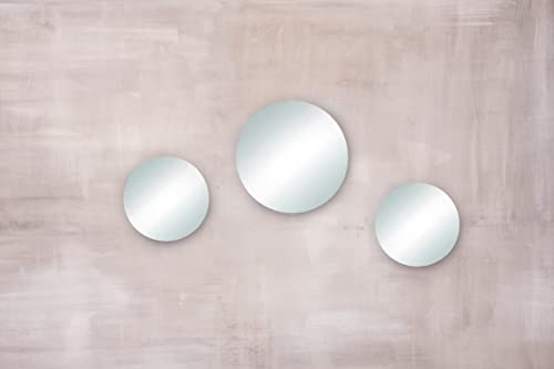 Rayher Spiegelplatten Set, Kanten geschliffen, Set 3 runde Spiegel,1 x 20 cm ø + 2 x 15 cm ø, Spiegelteller zum Gestalten und Dekorieren, 46673000