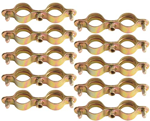 AERZETIX - C60418 - Set di 10 morsetti supporti di fissaggio doppie Ø18mm - 3/8'' - fissaggio a parete tubo di rame - serraggio a vite idraulico riscaldamento sanitario - in acciaio