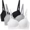 EDS Service Girls First Bra, Soft Cotton Teen Girls Bra, 3 Pack Wire Free Padded Crop Top, Girls Underwear with Adjustable Strap for Women 12-18Years 36A