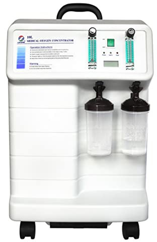 COVESY Concentratore Generatore di Ossigeno Medico,Concentratore Generatore di Ossigeno Ossigeno Regolabile dal 93% al 96% con Ruota Universale a 360°per Assistenza Domiciliare e Ospedaliera.10L.,LFY
