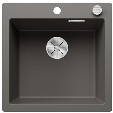 BLANCO PLEON 5 | Fregadero de granito de color gris silcán | tipo de montaje: instalación desde arriba | para armarios inferiores de 50 cm de ancho | volumen máximo gracias a su lavabo especialmente