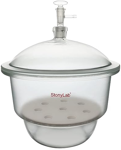 stonylab Glas Vakuum Exsikkator, Labor Vakuum Exsikkator mit Glas Vakuumventil und Porzellanplatte für Laborforschung (ID:300 mm)