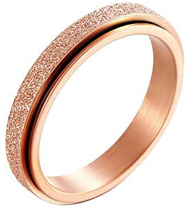 PAURO Unisex Edelstahl 4mm Regenbogen Flagge Angst drehbar Sorge Band Ring Roségold Größe 62 (19.7)
