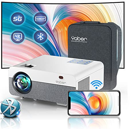 Proyector WiFi Bluetooth 25000 Lúmenes Proyector Full HD 1080P Nativo, YABER Y9 Proyector 4K Soporte,4P/4D Keystone Función Zoom, Proyector Portátil Cine en Casa para iOS/Android/TV Stick/PS5/HDMI USB