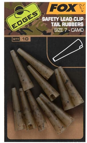 Fox Edges Camo Size 7 Lead Clip Tail Rubbers - 10 Leadclips, Bleiclips, Angelzubehör zum Karpfenfischen