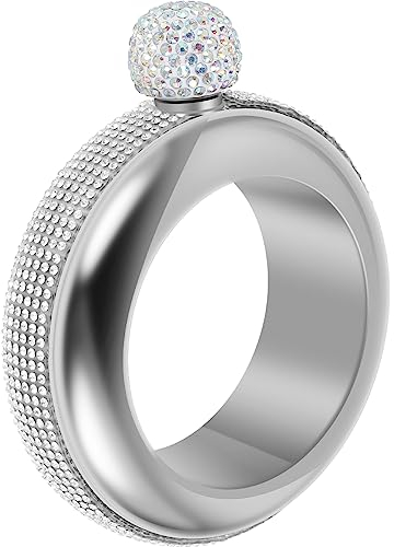JTNero Armband Flachmann aus Edelstahl 304, Kreative Dekorative Armband Flasche mit Strass Deckel zur Lagerung von Whisky und Alkohol Geschenk für Frauen, Mädchen, Geburtstagsparty, 90 ml(Silber)