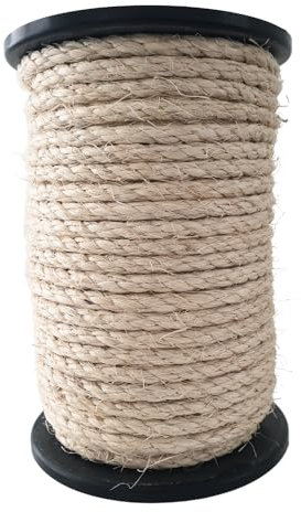 SNURO Sisalseil (8mm, 50M), für Kratzbaum, Tiere & Deko- 100% natürliches Sisal Seil aus Agavenpflanze - Robuste Sisalschnur für Katzen, Papagei & Sittiche - Bruchkraft 485 kg