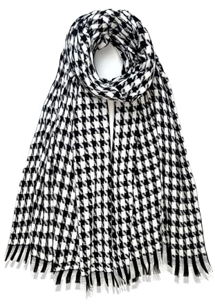 GLORIS Warmer Kaschmir Schal Herbst Winter Hahnentritt Schal/XL Stola Umschlagtuch Warm Pashmina Schals 200 * 70 cm. (Schwarz)