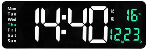 HZDHCLH Reloj de pared digital, reloj digital LED con mando a distancia, temporizador y cuenta atrás, reloj grande con fecha, semana, temperatura para el hogar, cocina, gimnasio y oficina