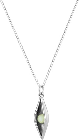 Peapod Glow in the Dark Pea in a Pod Pendant Necklace, 925 Sterling Silver Chain, Necklace with Faux Pearl, Jewelry for Pregnant Women Mothers Her