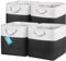 OrganiHaus 30x30 Cube Storage Bins Set of 4, Fabric Cube Baskets for Storage Shelves, Foldable Storage Cubes for Kallax Organizer Cube Bins w Rope Handles, Cubby Bins for Nursery Decor -Black/White
