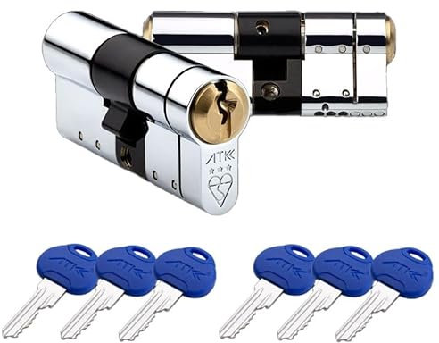 Avocet ATK 3 Star Door Lock Diamond Rated Ultra Secure Euro Cylinder Police Approved, Secured by Design, 35/35 Chrome, Regular Pair