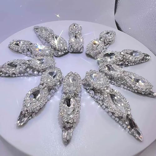 Generic Real Gel Handmade Luxury Diamonds PressOn Nails Gems Coffin Fake Nails With Designs Glossy False Nails for Women and Girls (Diamonds-XS)
