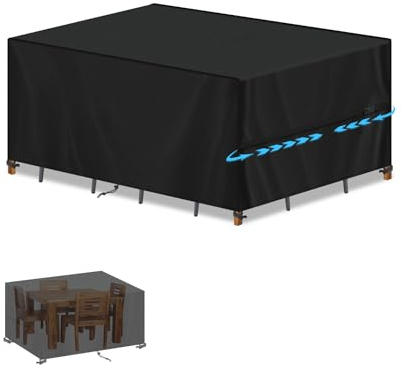 SIMPHAUS Funda para Mesa Y Sillas Exterior Jardin Funda Protectora Muebles Jardin Funda Impermeable Mesa Jardin Funda de Jardín Resistente al Viento Tela Oxford 420D 130x90x80cm