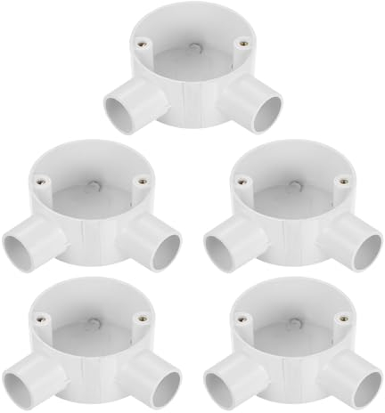 sourcing map 5 Stück Abzweigdose 90°2 Wege Verteilerdose Anschlussdose Abzweigkasten Draht Aufputz-Feuchtraum Kabelanschlussdose Überwachungskameras für 20mm Elektrokabel Kabeldurchmesser