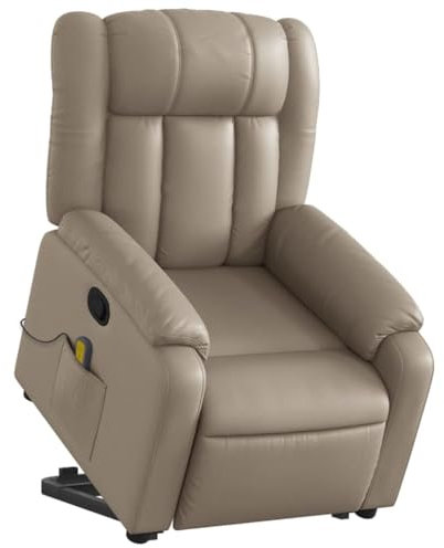 vidaXL Massagesessel, Verstellbar Sessel mit Aufstehhilfe, Fernsehsessel Relaxsessel mit Liegefunktion, Liegesessel Aufstehsessel Polstersessel, Cappuccino-Braun Kunstleder