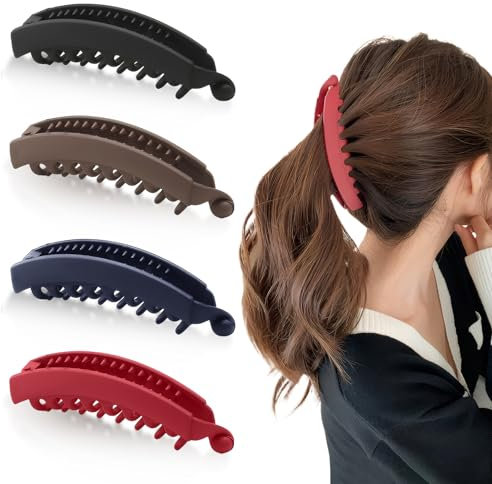 4 Stück Banana Clip Dickes Haar Clips Weiblicher Pferdeschwanz, geeignet für lockiges Haar, glattes (C)