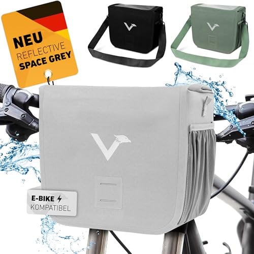 Valkental® x KLICKfix® - wasserdichte Lenkertasche | 7L Volumen | Robuste Fahrradtasche Lenker mit Magnetverschluss | Inkl. Handyfach | Lenkertasche Fahrrad | Lenkertasche Ebike | KLICKfix kompatibel