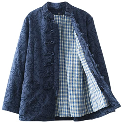 MYIESAXL Costume Tang Jacquard d'hiver Vintage pour Femmes, Uniforme de Tai Chi épais, vêtements Traditionnels Chinois à Manches Longues, Veste Hanfu, vêtements de Kung Fu, Manteau de Chemise