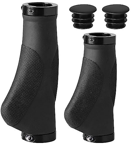 Txeouse Fahrradgriffe,Ergonomische Fahrradgriffe,Aluminium-Verschlussring-Design,rutschfest und Bequem,Griffe für 22,2 mm Velo,Mountainbike,Rennrad Lenker Griffe (130mm+95mm)
