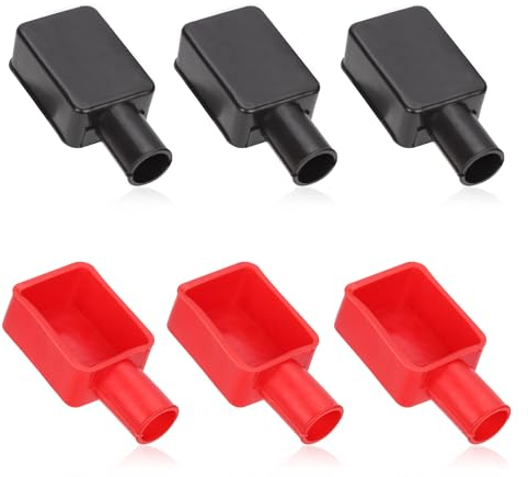 6pcs Battery Terminal Covers, Red & Black Battery Terminal Caps Soft Rubber Positive Negative Insulating Stud Covers Battery Terminal Protector for Cars Electric Bikes Trucks