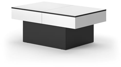 Vicco Couchtisch Boto, Schwarz/Weiß, 95 x 40 cm Ausziehbar