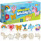 JOYIN 12PCS Wooden Magnets,Arts and Crafts for Kids Age 3+ Years Old,Painting Kit,Fridge Magnets Craft Kits for Boys Girls,Creative Gifts for Birthday,Easter Crafts,Wooden Crafts for Children(Fantasy)