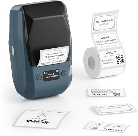 NIIMBOT Etikettendrucker M2, Bluetooth Großformat Etikettiergerät Thermotransfer Beschriftungsgerät Selbstklebend Sticker Drucker für Büro Kleinunternehmen, Kompatibel mit Handys & PC