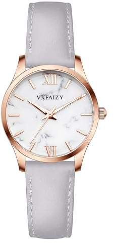 VXFAIZY Women's Simplicity Watch for Women Water Resistant | Stainless Steel Band | Genuine Leather Strap | Japanese Precise Movement | 2 year battery life