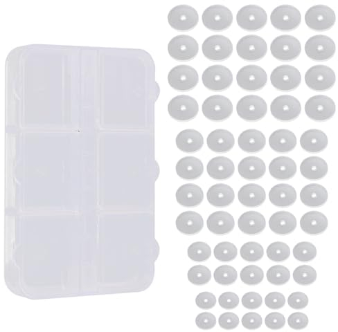Wildfleisch Disc 60 Stück Gemischte Größe Anti Wildfleisch Disc Wildfleisch Piercing Transparente Piercing Scheibe Piercing für Piercing Bump Ohrringe Scheiben Pads mit Kunststoff Box