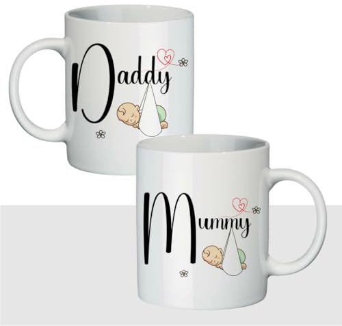 Mum and Dad Mug – Personalized Ceramic Mugs for New Parents | Ideal for Baby Shower Gifts, New Mum Gifts, and Dad to Be Gifts | Perfect New Baby Gifts and Pregnancy Gifts