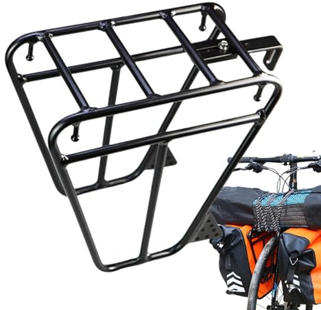 Fahrrad-Frontträger – Universal-Fahrrad-Frontträger, robuster Fahrrad-Gepäckträger | stabiler Rahmen aus Aluminiumlegierung, verstellbarer Frontgepäckträger für Rennräder, Mountainbikes, 26 x 26 cm