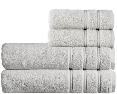 Christy Antalya Bath Sheets Set | 4 Piece | 100% Turkish Cotton | 600GSM | Soft Plush Luxury Towel Set | 2 Bath Sheets 2 Hand Towels | Quick Dry | Lunar Grey