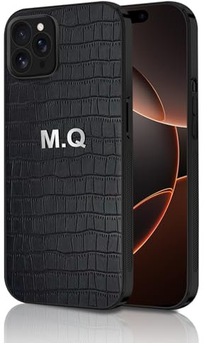 Custom Embossed Case - Personalised Phone Case for iPhone 16 15 14 13 12 11 XS, XR, Pro, Max, K.L - Initials, Monogram, Date, Friends, Family, Couples, Gift Ideas (Black)