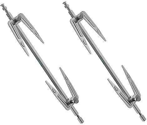 POPETPOP 2Pcs Rotisserie Meat Forks, Stainless Steel Silver Air Fryer Fork, Meat Spit Rods Grilled for Home Camping Picnic Outdoor and Indoor