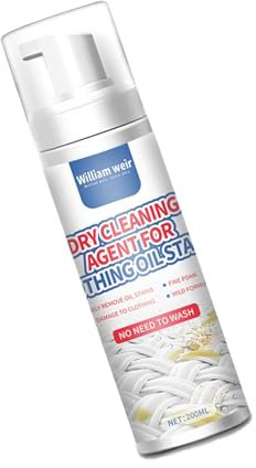 Spray de nettoyage à sec pour vêtements - Détachant immédiat pour huile, vin, sueur, détergent sec - Nettoyant textile sans lavage pour tissus délicats - Dégraissant à action rapide - 200 ml