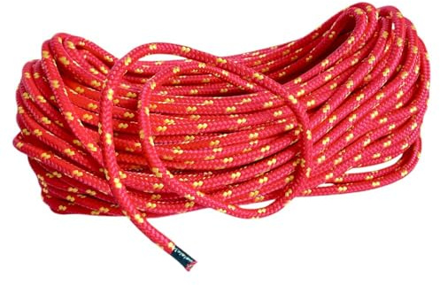 BK Shop Polypropylenseil 8 mm x 50 m | Geflochtene Schnur PP Rot, Wasserdichtes Seil mit Kern, UV-beständiges Zugseil, Polypropylen-Kordel für Bauwesen, Verkehr