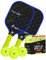 RAYOX Set de Pickleball Cyclone con 4 Pelotas, Fibra de Carbono, Agarre Ergonómico, Ligeras y Duraderas, Interior y Exterior, Principiantes y Profesionales (2 Cyclone Azul)