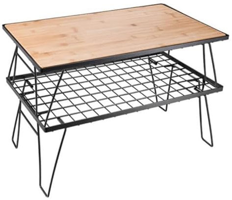 BK&MF Tragbarer Klapptisch im Freien, Bambus Clappers Picknick Camping Tisch, Ultraleichter Aluminium Grill Tisch mit Tragetasche für BBQ, Party, Camping,A