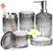 5PCS Glass Bathroom Accessories Set - Modern Soap Dispenser, Soap Dish, Toothbrush Holder, Tumbler & Cotton Swab Jar | Bathroom Organizer with Elegant Design(Gradient Black & Clear)