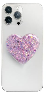 AOWVUTS Mobile Phone Grip Stand Glitter Heart Shaped Phone Grip Holder Love Airbag Holders Expanding Stand and Grips Cellphone Accessory Phones Finger Kickstand for Smartphones and Tablets (Pu)