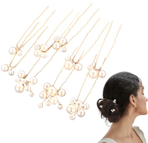 OUDQFCJ 20 Stücke Braut Haarnadeln, Perlen Haarnadeln, Hochzeit Haarnadeln mit Perlen Blume Kristall Strass, Clips, Brautjungfer Haarschmuck für Frauen und Mädchen, Hochzeit