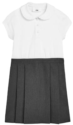 NEXT Mädchen Standard Kurzärmeliges 2-In-1-Latzkleid für die Schule Grau 140