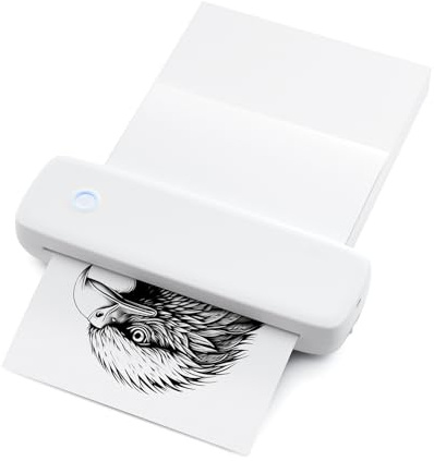 Horett Imprimante à transfert thermique portable sans fil A4 - Connexion USB avec ordinateur portable - 56 mm/77 mm/107 mm/210 mm/216 mm - Format de papier A5 - Compatible avec le bureau et l'école