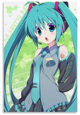 CGHSDJ Hatsune Miku wasserfestes Leinwand-Poster, Wandkunst, HD-UV-beständiger Druck, geeignet für Wohnzimmer und Flur, ein tolles Geschenk, ungerahmt, 60 x 90 cm