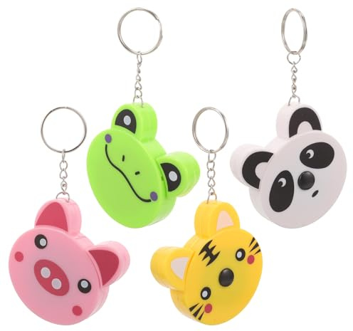 Kleiner Maßband Schlüsselanhänger 4 Stück-pack, Automatisch Einziehbar | Abs, Niedliches Tiermotiv, für Kinder, Büro und Jeden Anlass, Dekoratives Zubehör
