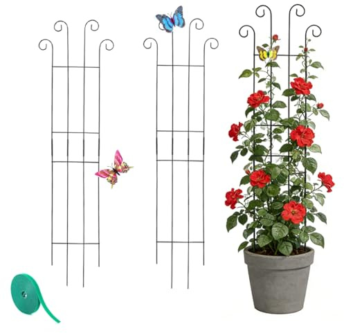 82cm Plant Trellis for Climbing Plants Indoors & Outdoor, Garden Trellis for Potted Plants, Rust-Proof Metal Sturdy Yet Gentle Climbing Stakes Support for Ivy Pothos Hoya Monstera (4)