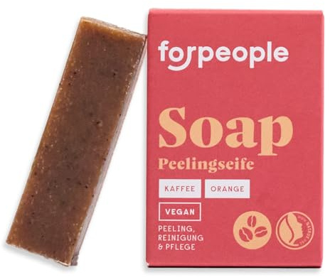 forpeople Soap Solid - Organic Care Soap for Body, Face, Hands & Hair - Palm Oil Free & Plastic-Free - Gentle Cleaning with Aloe Vera - Hand Soap Natural Fragrance - Coffee Orange