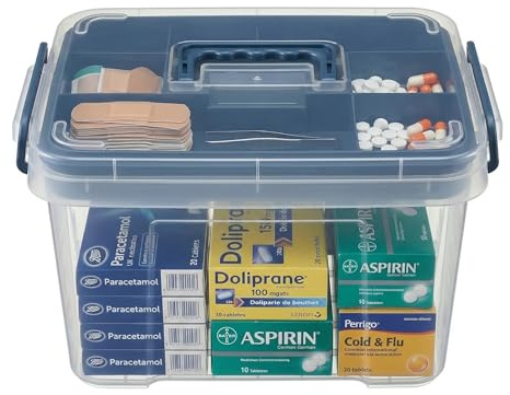 Pulseplay Clear Medicine Storage Box with Handle Blue